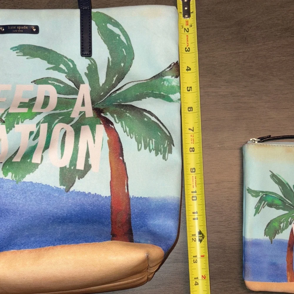 Kate Spade I Need A Vacation Blue and Green Tote Bag Set - Picture 14 of 16